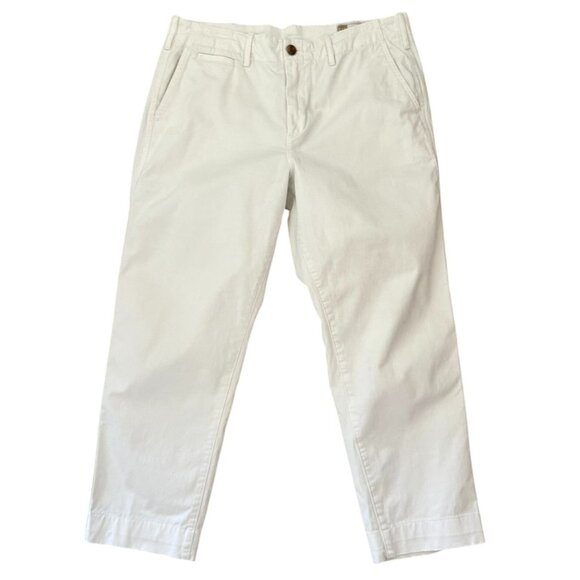 Gap White Cropped Pants Size 10 High Rise Straight Leg Cotton Blend Casual Beach - Picture 1 of 10